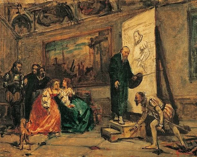  60-Modesto Faustini-Carlo V che raccoglie il pennello di Tiziano 